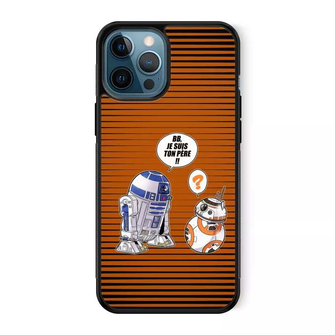 Coque pour téléphone portable iPhone 12 Pro Max Parodie Star Wars BB, je suis ton père (SD Edition) - R2-D2, BB-8