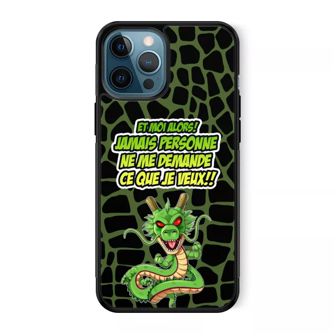 Coque pour téléphone portable iPhone 12 Pro Max Parodie Dragon Ball Z - DBZ Jamais personne me demande ce que je veux - Shenron