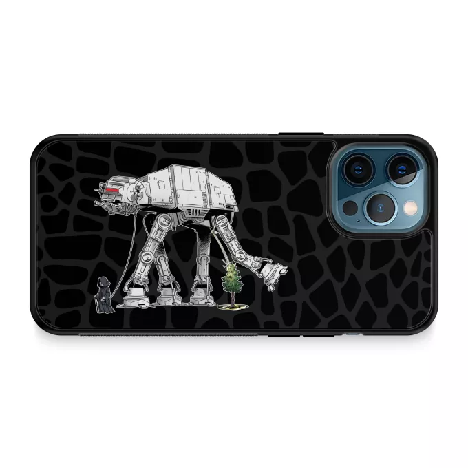 Coque pour téléphone portable iPhone 12 Pro Max Parodie Star Wars Promenade impériale... - Empereur Palpatine aka Dark Sidious, son robot chien AT-AT