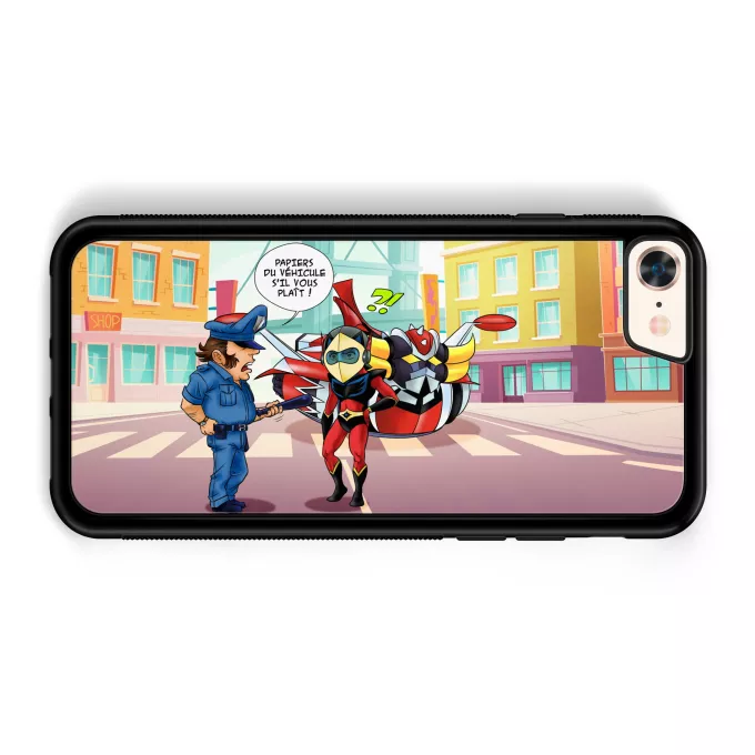 Coque pour téléphone portable iPhone 7 / 8 / SE2020 Parodie Goldorak Papiers du véhicule s'il vous plaît ! - Actarus