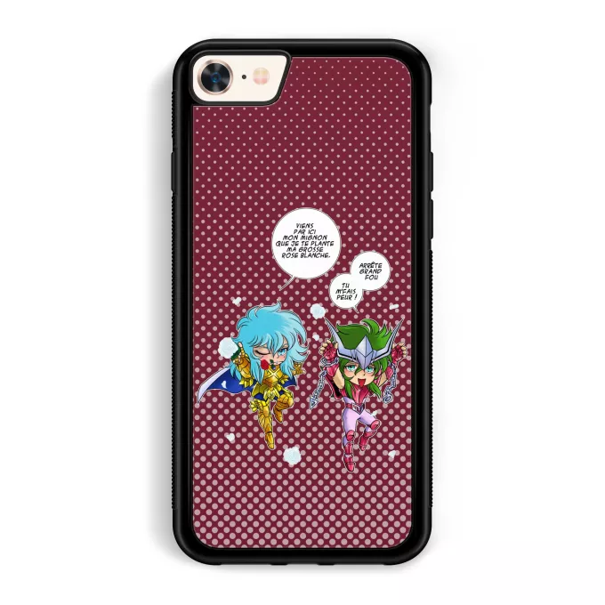Coque pour téléphone portable iPhone 7 / 8 / SE2020 Parodie Saint Seiya Attends que je t'attrape !! - Shun d'Andromède, Aphrodite chevalier d'or des Poissons