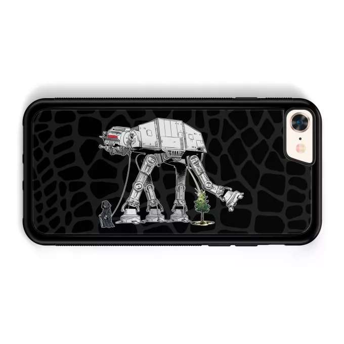 Coque pour téléphone portable iPhone 7 / 8 / SE2020 Parodie Star Wars Promenade impériale... - Empereur Palpatine aka Dark Sidious, son robot chien AT-AT