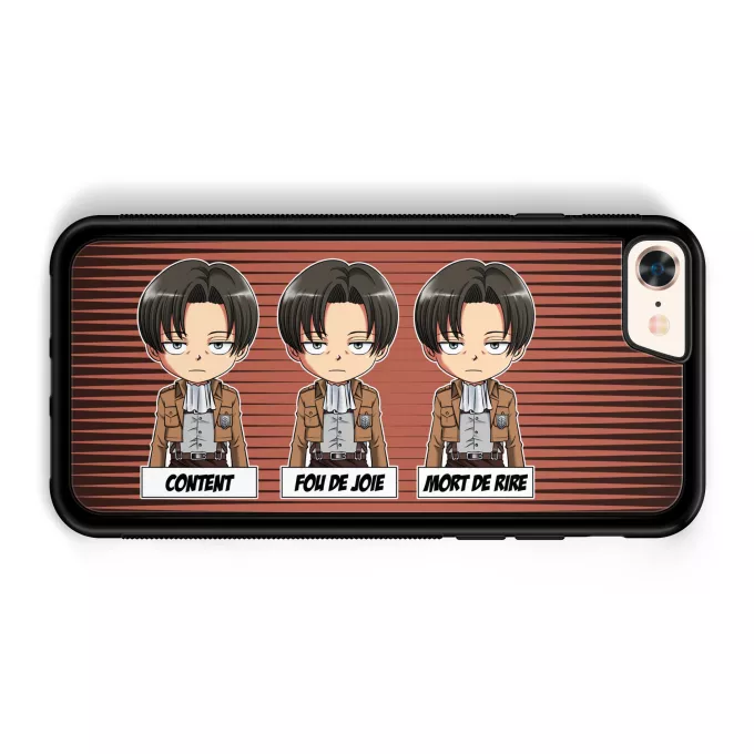 Coque pour téléphone portable iPhone 7 / 8 / SE2020 Parodie L'attaque des Titans Invincible et...impassible ! - Livaï Ackerman Caporal-chef du bataillon d'exploration
