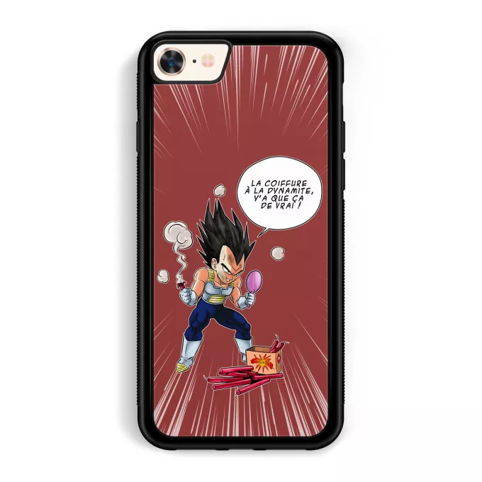Coque pour téléphone portable iPhone 7 / 8 / SE2020 Parodie Dragon Ball Z - DBZ Astuce pour se coiffer le matin ! - Végéta