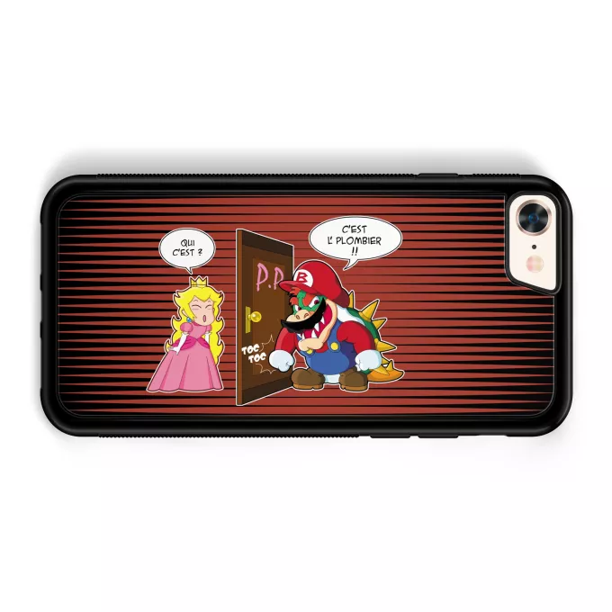 Coque pour téléphone portable iPhone 7 / 8 / SE2020 Parodie Super Mario C'est l'plombier ! - Bowser, Princesse Peach