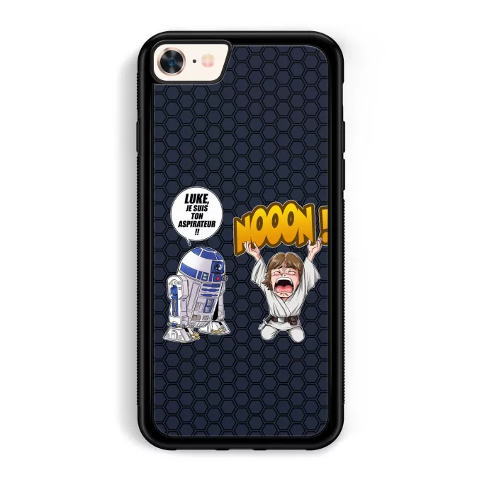 Coque pour téléphone portable iPhone 7 / 8 / SE2020 Parodie Star Wars Luke Life Episode V : un robot...ménager !! - Luke Skywalker, R2-D2
