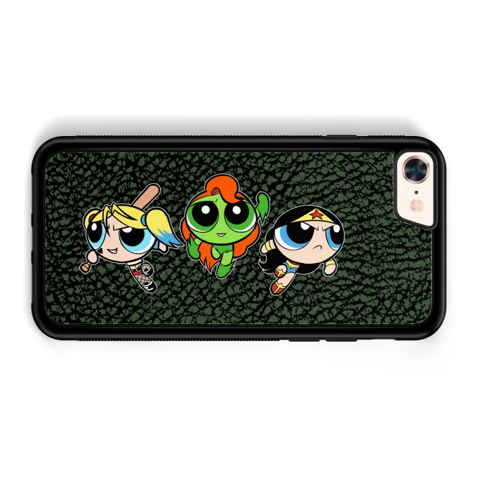 iPhone 7 / 8 / SE2020 Handyhülle Parodie auf Batman Bubbles, Buttercup und Blossom aka Harley Quinn, Wonder Woman and Poison Ivy