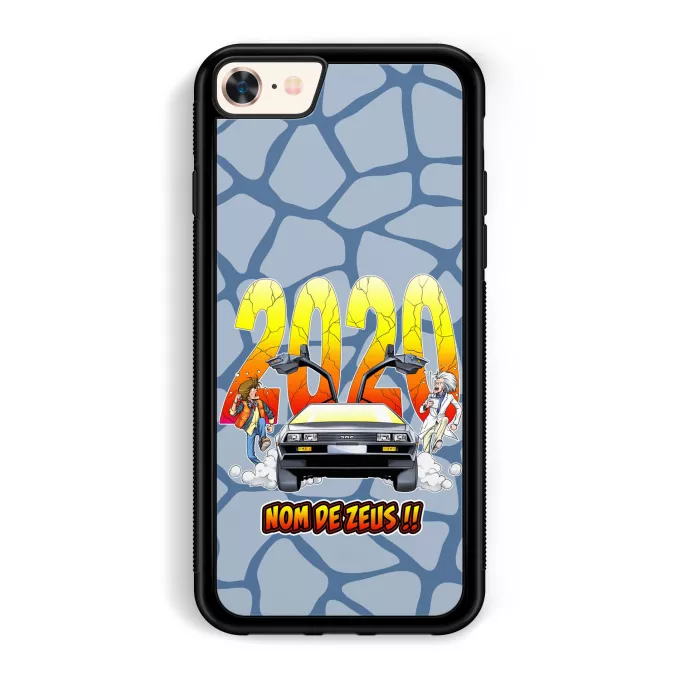 Coque pour téléphone portable iPhone 7 / 8 / SE2020 Parodie Retour vers le Futur Nom de Zeus, retournons dans le passé !! - Doc Brown et Marty MacFly