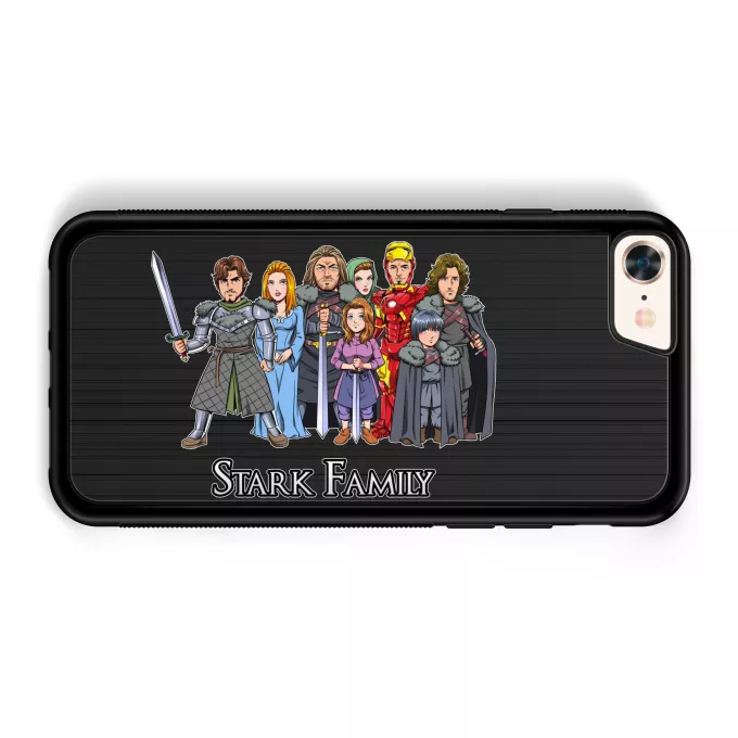iPhone 7 / 8 / SE2020 Handyhülle Parodie auf Game of Thrones Eddard, Catelyn, Robb, Sansa, Arya, Brian, Rickon und Tony Stark (Robert Downey Jr Caricature)
