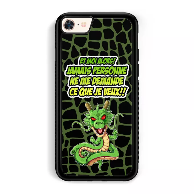 Coque pour téléphone portable iPhone 7 / 8 / SE2020 Parodie Dragon Ball Z - DBZ Jamais personne me demande ce que je veux - Shenron