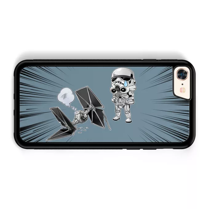 Funda para iPhone 7 / 8 / SE2020 Parodia Star Wars Caricatura SD de Stormtrooper y su TIE Fighter Mini Drone