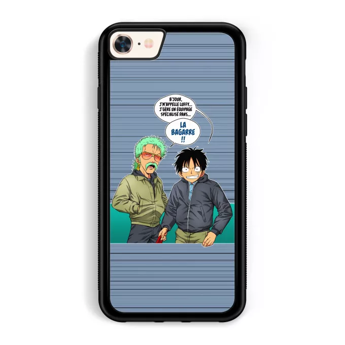 Coque pour téléphone portable iPhone 7 / 8 / SE2020 Parodie One Piece La Bagarre !! - Monkey D. Luffy, Zorro Roronoa