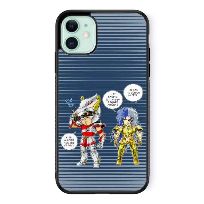 Coque pour téléphone portable iPhone 11 Parodie Saint Seiya Une histoire de dingue... - Seiya de Pégase, Saga chevalier d'or des Gémeaux