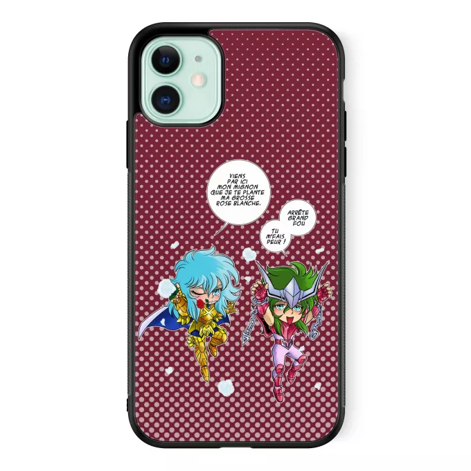 Coque pour téléphone portable iPhone 11 Parodie Saint Seiya Attends que je t'attrape !! - Shun d'Andromède, Aphrodite chevalier d'or des Poissons