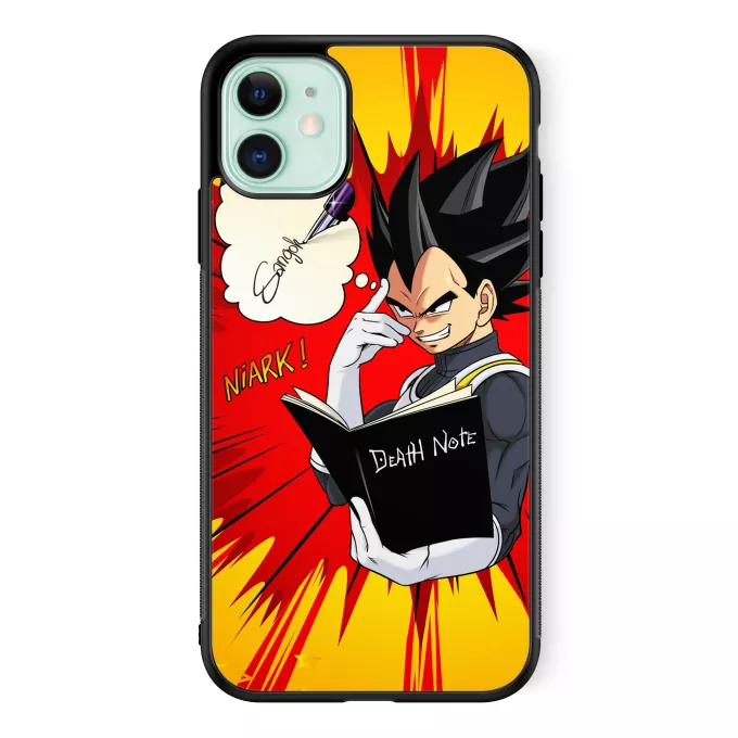 Coque pour téléphone portable iPhone 11 Parodie Dragon Ball Super Une idée fixe... - Végéta de Dragon Ball Super, le Death Note