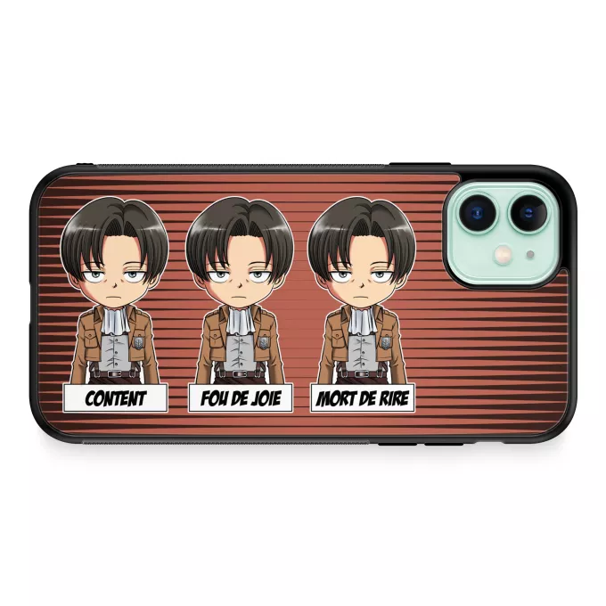 Coque pour téléphone portable iPhone 11 Parodie L'attaque des Titans Invincible et...impassible ! - Livaï Ackerman Caporal-chef du bataillon d'exploration