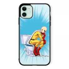 iPhone 11 Handyhülle (Schwarz) - One-Punch Man Parodie - Saitama - Saitama Der Denker (Printed in France)