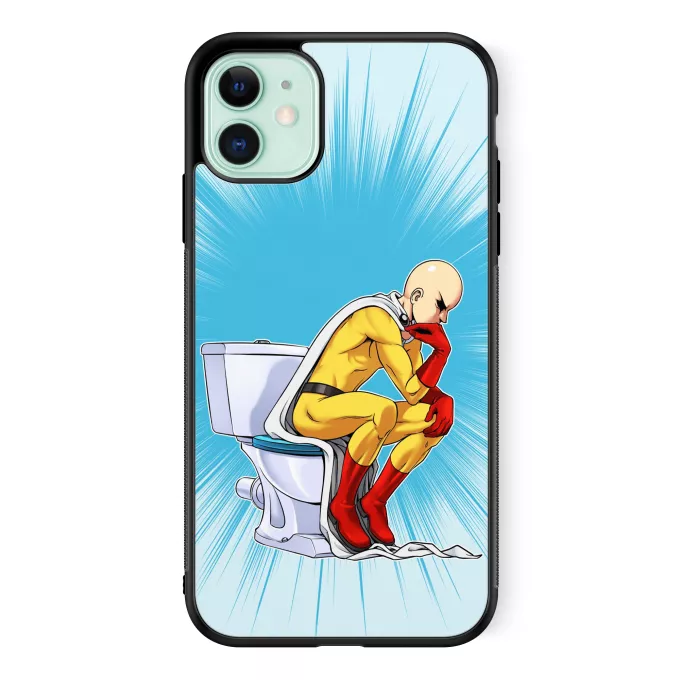 Funda para iPhone 11 Parodia One-Punch Man Saitama El pensador