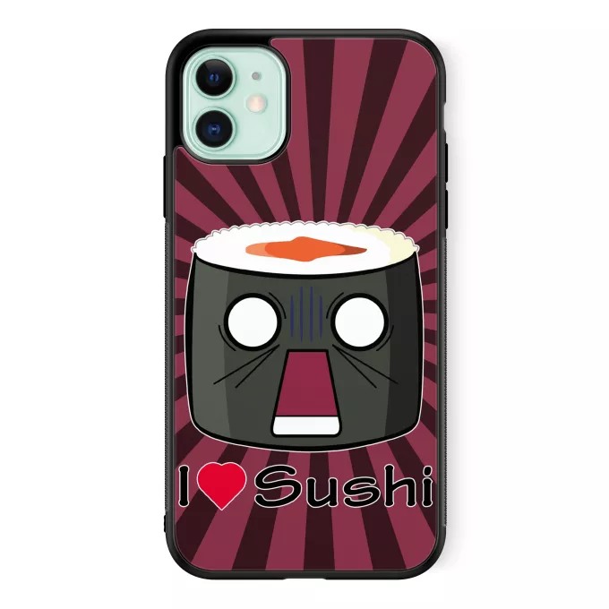 Coque pour téléphone portable iPhone 11 Parodie Japon Culture I Love Sushi ! NOOOO !!