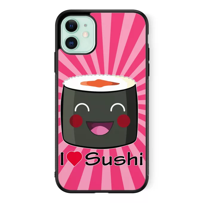 Coque pour téléphone portable iPhone 11 Parodie Japon Culture I Love Sushi !