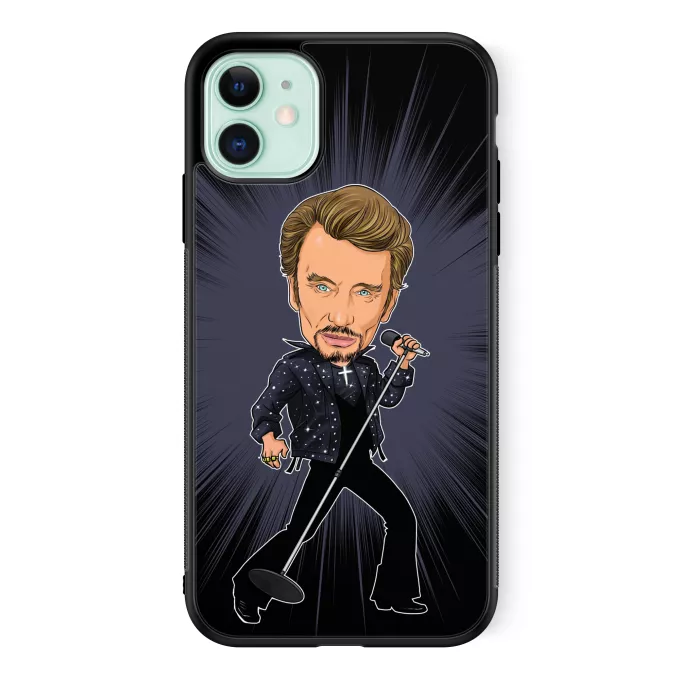 Coque pour téléphone portable iPhone 11 Parodie Caricature de Stars Caricature SD Manga Stars Vol.1 ! - Caricature Stars - Johnny Hallyday