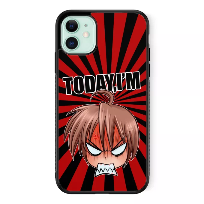 Coque pour téléphone portable iPhone 11 Parodie Today I am Today I am trop vénère - Manga Style - Humeur