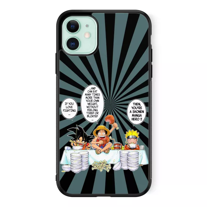 iPhone 11 Phone Case Parody of Naruto Son Goku, Naruto and Luffy