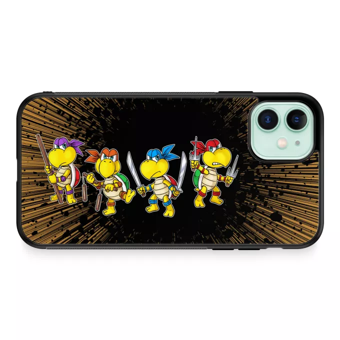 Estojo iPhone 11 Paródia Super Mario Mario Vs Donatello,Raphael, Leonardo e Michelangelo