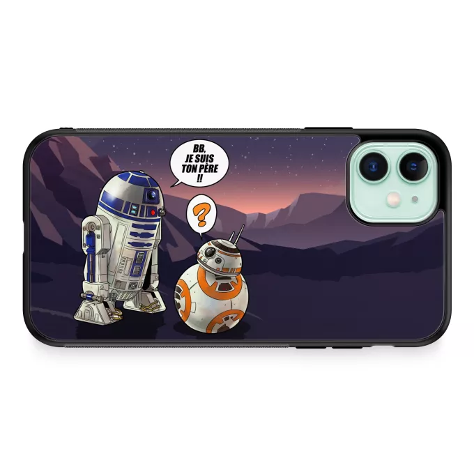 Coque pour téléphone portable iPhone 11 Parodie Star Wars BB, je suis ton père !! - BB-8, R2-D2