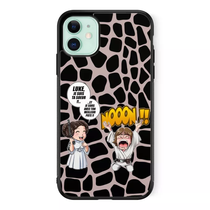 Coque pour téléphone portable iPhone 11 Parodie Star Wars Luke Life Episode II : Une soeur indigne :) - Leila Skywalker