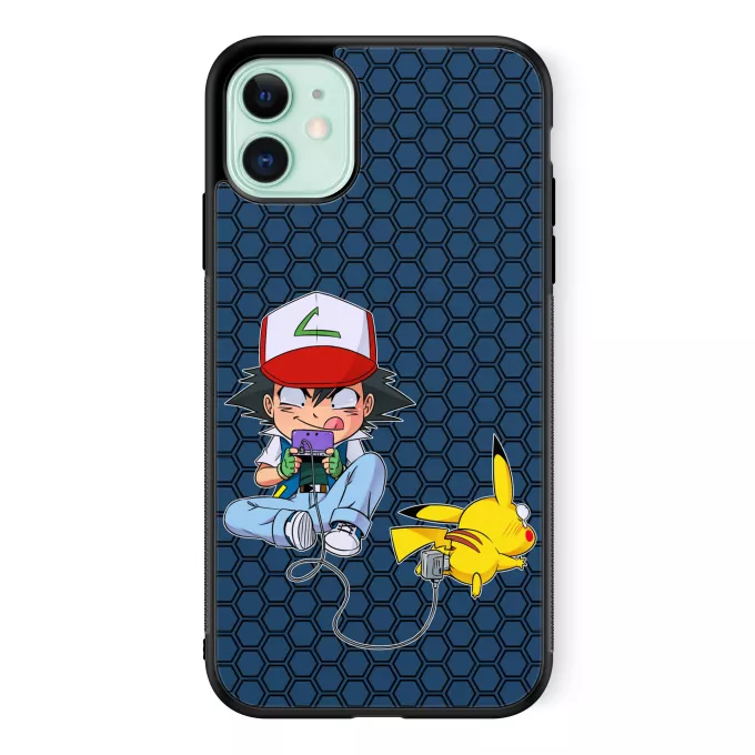Funda para iPhone 11 Parodia Pokémon Pikachu y Ash de Pokemon