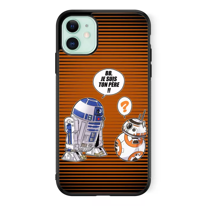 Coque pour téléphone portable iPhone 11 Parodie Star Wars BB, je suis ton père (SD Edition) - R2-D2, BB-8
