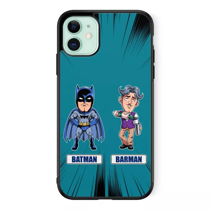 Coque pour téléphone portable iPhone 11 Parodie Batman Les 2 Super-Héros de la Nuit !! - Barman