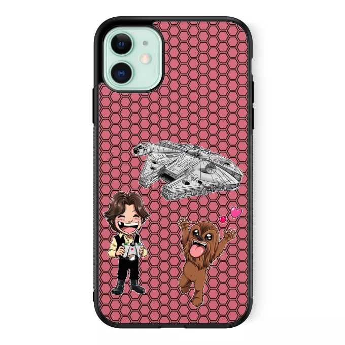iPhone 11 Handyhülle Parodie auf Star Wars Han Solo und Chewbacca SD Karikaturen und Das Falcon Millenium Mini Drone