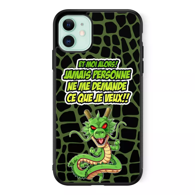 Coque pour téléphone portable iPhone 11 Parodie Dragon Ball Z - DBZ Jamais personne me demande ce que je veux - Shenron
