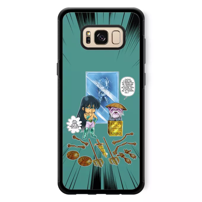 Coque pour téléphone portable Samsung Galaxy S8+ Parodie Saint Seiya Un choix très difficile... - Shiryu du Dragon, Dohko chevalier d'or de la Balance
