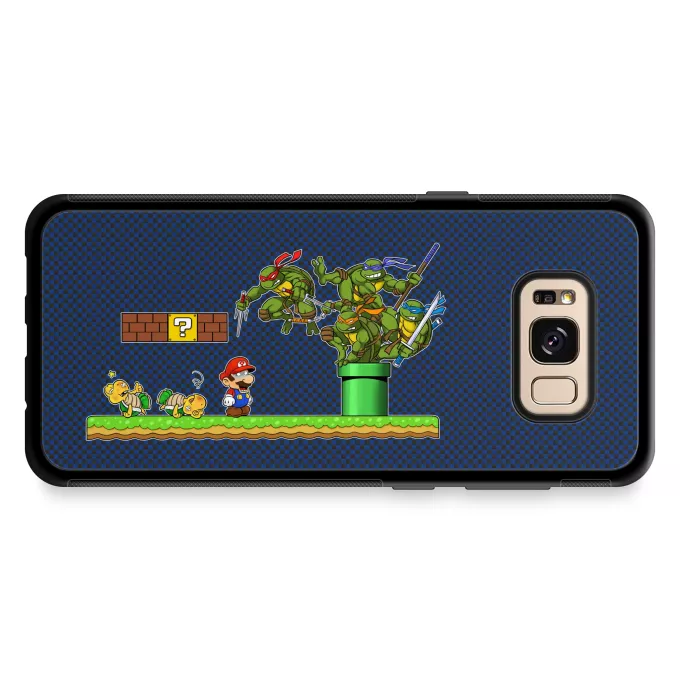Estojo Samsung Galaxy S8+ Paródia Super Mario Donatello, Michelangelo, Leonardo, Raphael e Super Mario