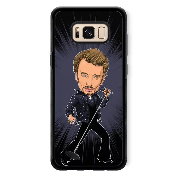 Coque pour téléphone portable Samsung Galaxy S8+ Parodie Caricature de Stars Caricature SD Manga Stars Vol.1 ! - Caricature Stars - Johnny Hallyday