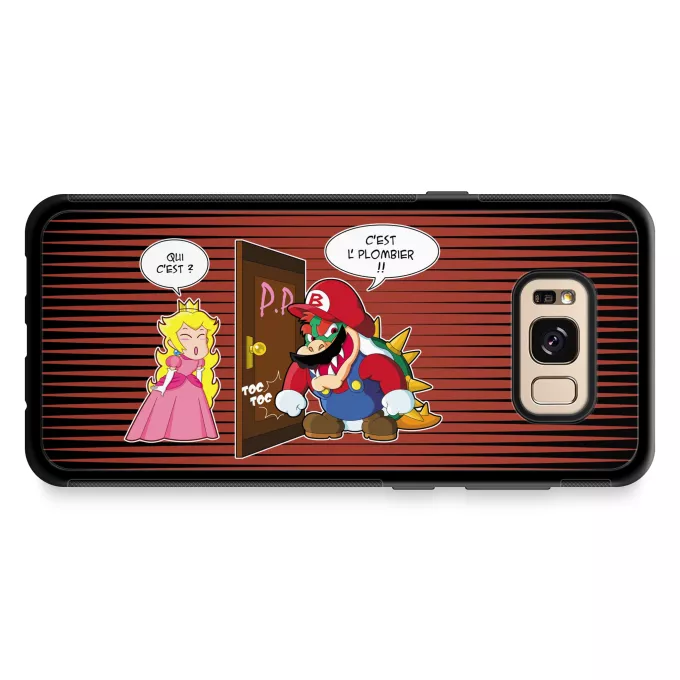 Coque pour téléphone portable Samsung Galaxy S8+ Parodie Super Mario C'est l'plombier ! - Bowser, Princesse Peach