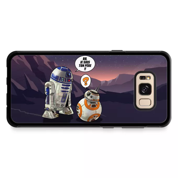 Coque pour téléphone portable Samsung Galaxy S8+ Parodie Star Wars BB, je suis ton père !! - BB-8, R2-D2