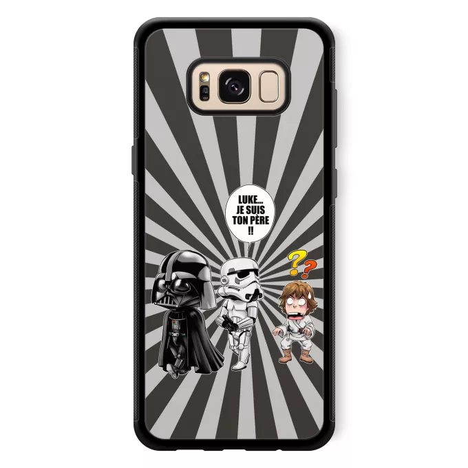 Coque pour téléphone portable Samsung Galaxy S8+ Parodie Star Wars Luke...Je suis ton père !! - Dark Vador, un Storm Trooper
