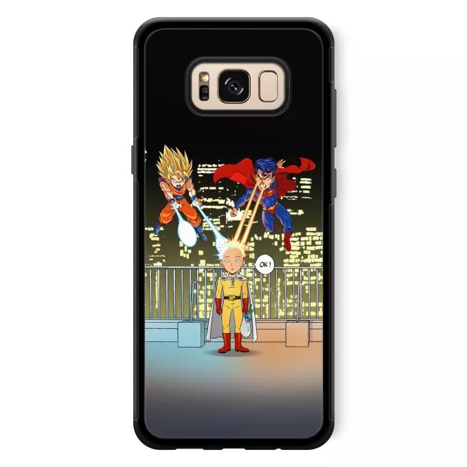 Fodral för Samsung Galaxy S8+ Parodi One-Punch Man Saitama, Son Goku och Stålmannen