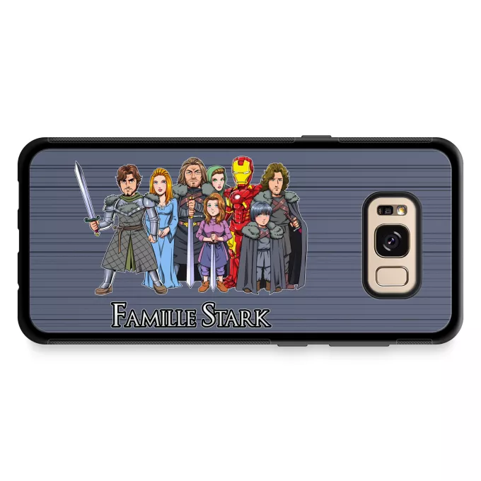 Coque pour téléphone portable Samsung Galaxy S8+ Parodie Iron Man La Famille Stark au complet ! - Eddard, Catelyn, Robb, Sansa, Arya, Brian, Rickon, Tony Stark