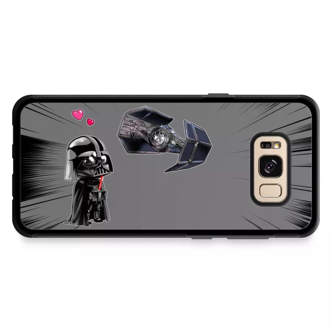 Fodral för Samsung Galaxy S8+ Parodi Stjärnornas krig Tecknad SD Darth Vader och TIE Fighter Mini Drone