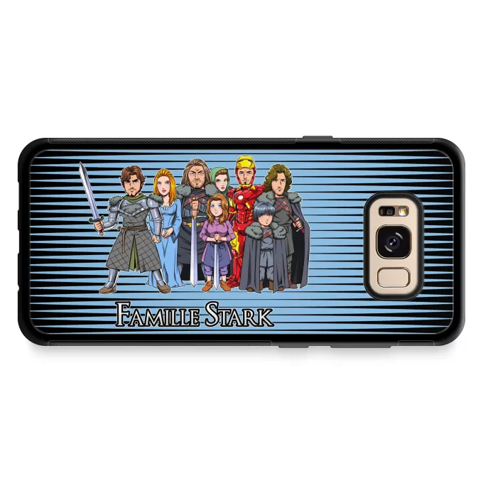 Coque pour téléphone portable Samsung Galaxy S8+ Parodie Game of Thrones The Stark Family (Avec Robert Downey Jr dans le rôle de Tony) - Eddard, Catelyn, Robb, Sansa, Arya, Brian, Rickon, Tony Stark (Robert Downey Jr dans le rôle de Tony)