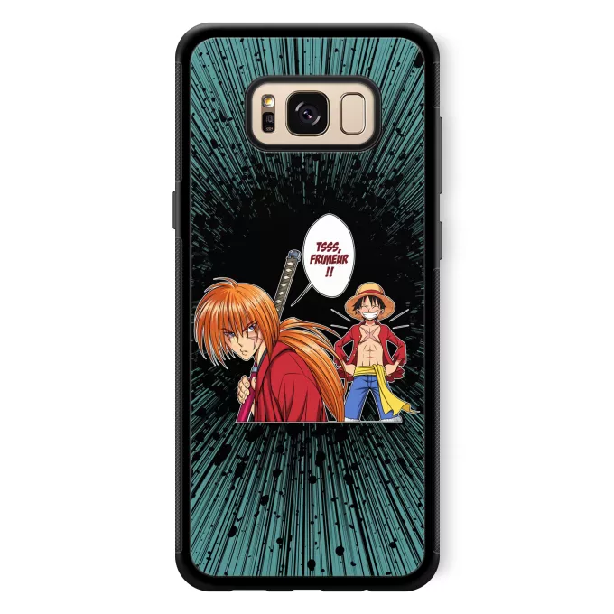 Coque pour téléphone portable Samsung Galaxy S8+ Parodie One Piece L'élève dépasse le Maître... - Kenshin, Luffy, Kenshin Himura, Rurouni Kenshin, Monkey D Luffy, Mugiwara no Luffy