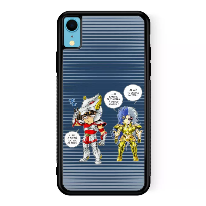 Coque pour téléphone portable iPhone XR Parodie Saint Seiya Une histoire de dingue... - Seiya de Pégase, Saga chevalier d'or des Gémeaux