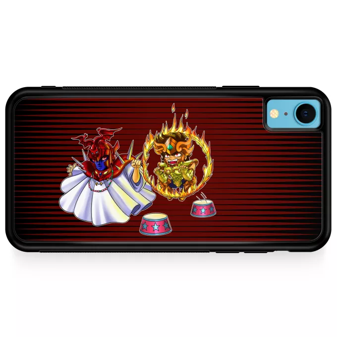 Hoesje voor iPhone XR Parodie Saint Seiya Pegasus Seiya, Aiolia Leo en Grote Paus