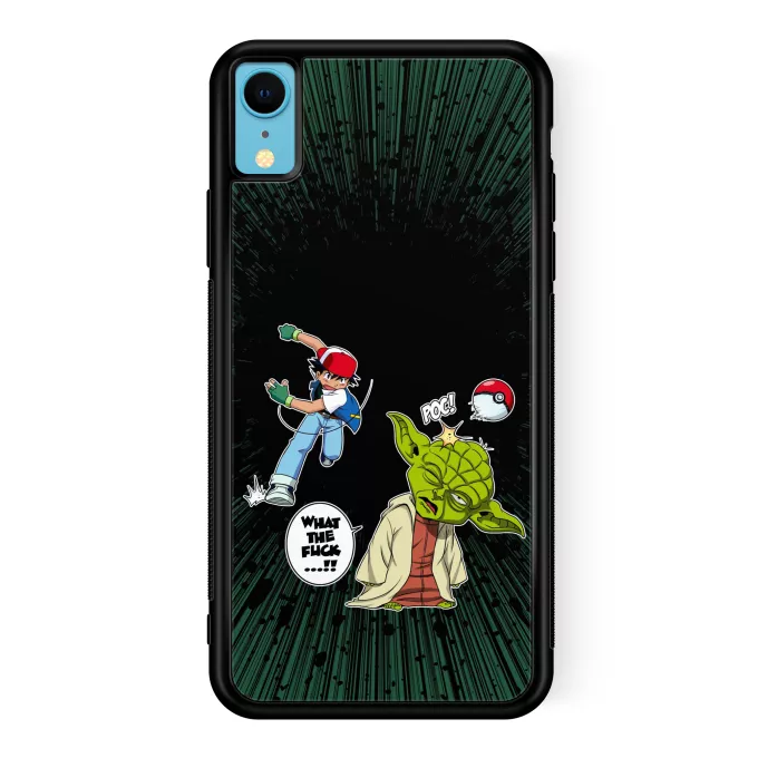 Estojo iPhone XR Paródia Pokémon Yoda e Ash Ketchum