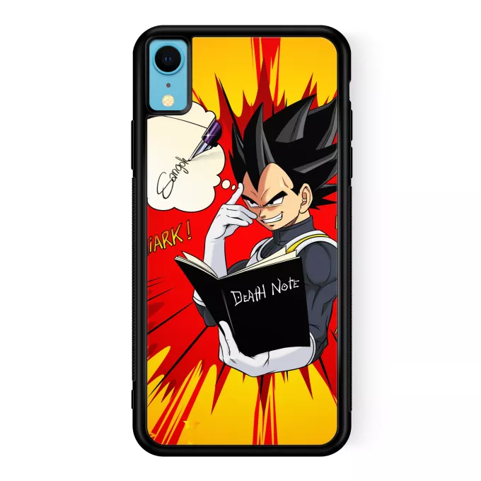 Coque pour téléphone portable iPhone XR Parodie Dragon Ball Super Une idée fixe... - Végéta de Dragon Ball Super, le Death Note